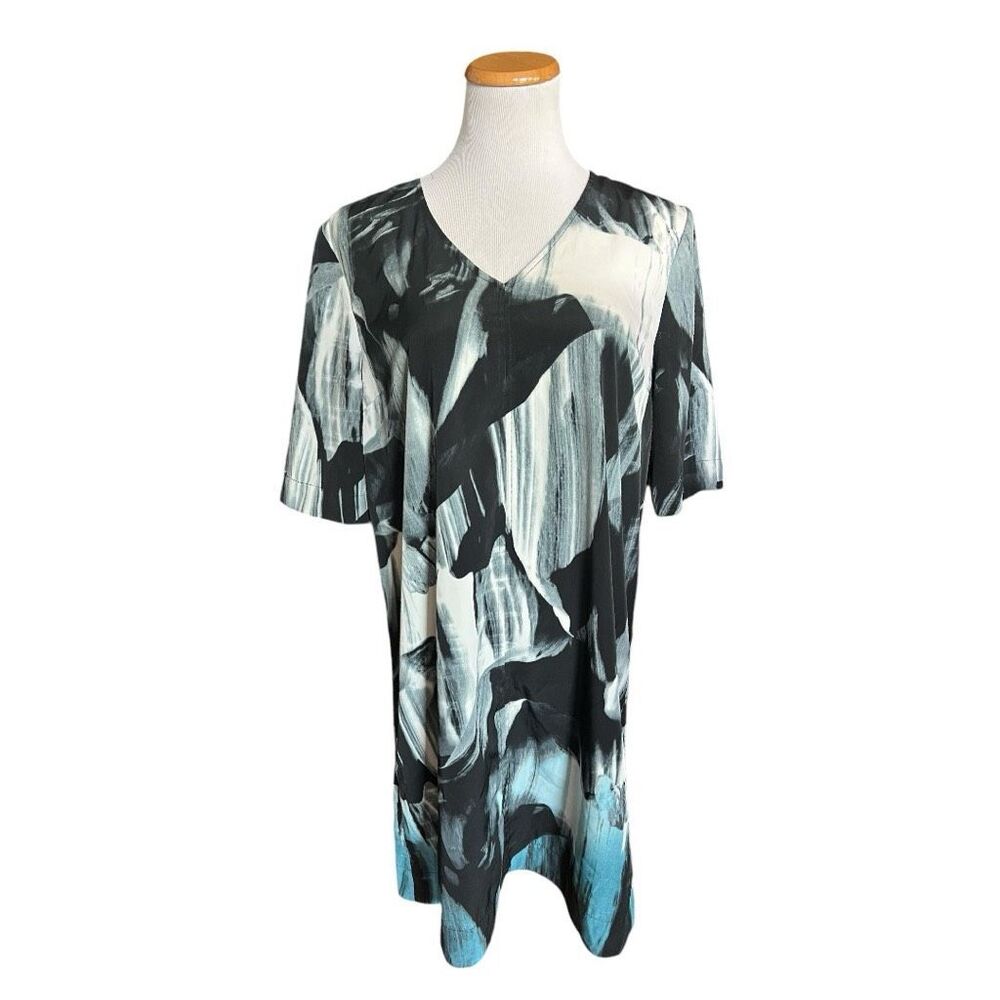 Womens Calvin Klein Jeans Multi-Color Swirl V Neck Shift Dress - Sz M